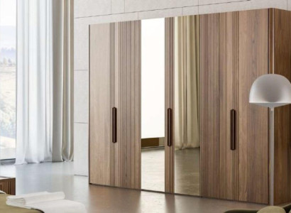 Large Brown Wardrobe Bedroom Wardrobe with Mirror Cabinets